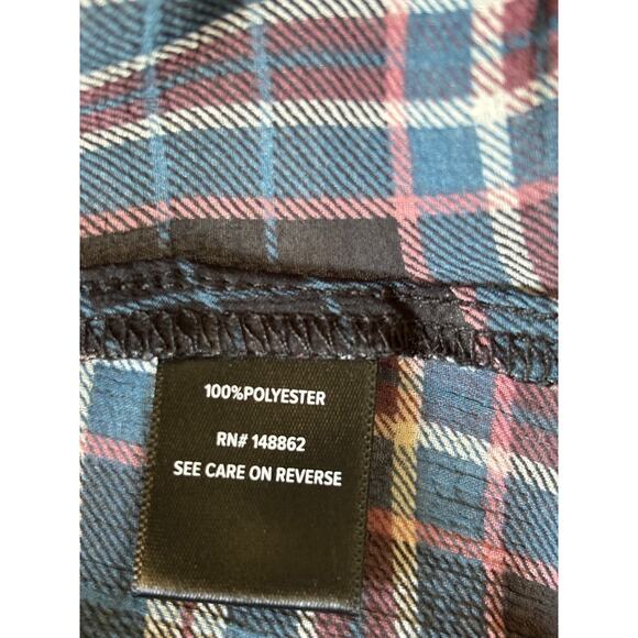 Torrid Memory Plaid Shirttail Kimono Lightweight Sheer Blue Beige Wine 1 1X - Picture 8 of 9